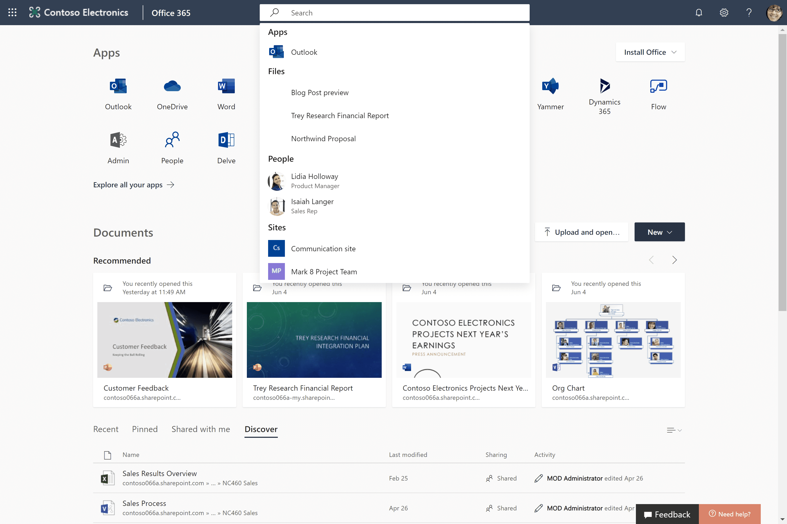 Microsoft Search screenshot