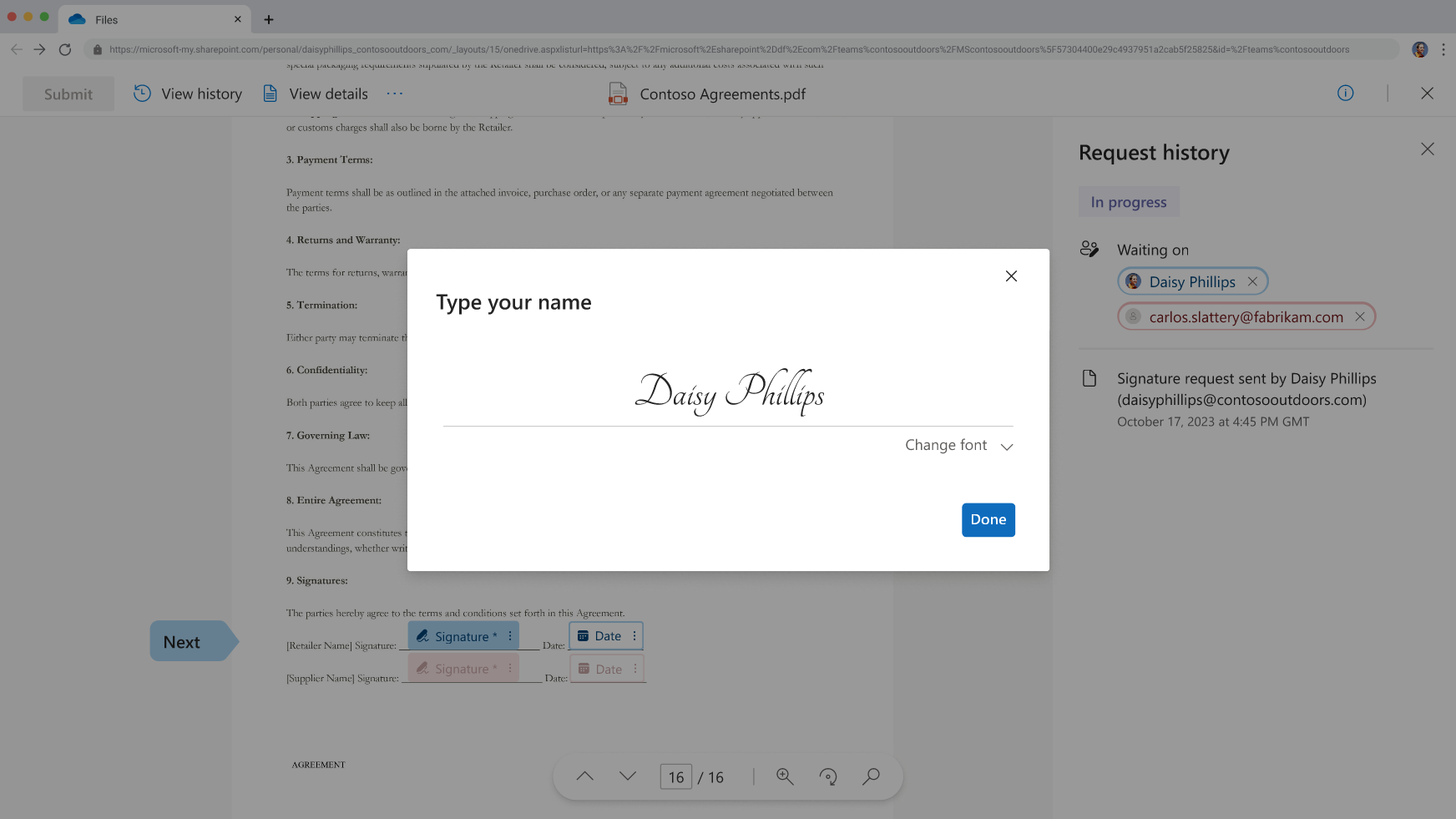 SharePoint eSignature screenshot